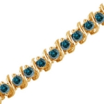 1 CT Blue Diamond Bracelet .925 Sterling Silver with 18K Gold Plating