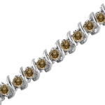 1 CT Champagne Diamond Bracelet .925 Sterling Silver
