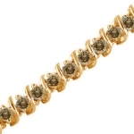 2 CT Champagne Diamond Bracelet .925 Sterling Silver with 18K Gold Plating