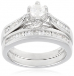 10K White Gold 2/5 Cttw Center Stone Diamond Bridal Ring, (I-J Color, I2-I3 Clarity), Size 6