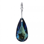 Sterling Silver Teardrop Bremuda Blue Authentic crystal 1.5 inch Long Pendant Made with Swarovski Elements