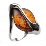 Baltic Honey Amber and Sterling Silver Designer Ring Sizes 5,6,7,8,9,10,11,12