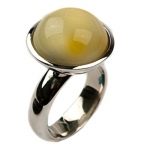 Butterscotch Amber and Sterling Silver Round Ring Sizes 5,6,7,8,9,10,11,12