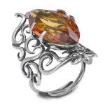 Diamond-cut Amber Collection Sterling Silver Large Adjustable to Any Size Ring Size 5,6,7,8,9,10,11,12