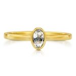 Oval Natural White Topaz Gemstone 10K Solid Yellow Gold Ring 0.21 Ct - Nickel Free Engagement Wedding Ring Size 6