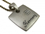Inspirational Sentiment of Harmony Pendant, Sterling Silver Matte Finish with Genuine Austrian Crystal