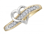Diamond Heart Promise Ring in 10K White and Yellow Gold, Size 7
