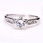 Fashion Plaza 18k White Gold Plated Use Swarovski Crystal Engagement Ring R21 Size 8
