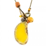 Yellow Stone Slice Pendant Necklace (FREE Jewelry Box Included)