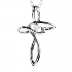 West Coast Jewelry Stainless Steel Infinity Cubic Zirconia Cross Necklace