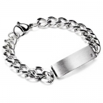 West Coast Jewelry Stainless Steel Cubic Zirconia ID Curb Chain Bracelet