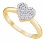 0.15 Carat (ctw) 10K Yellow Gold Diamond Heart Ring