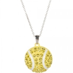 Heirloom Finds Large Yellow Enamel Crystal Tennis Ball Pendant Necklace