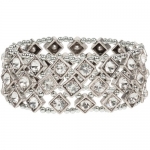 Heirloom Finds Dazzling Crystal Stretch Cuff Bracelet Oxidized Silver Tone
