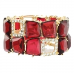 Heirloom Finds Fire Red Irregular Crystal Gold Tone Stretch Cuff Bracelet