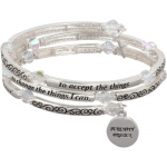 Heirloom Finds Serenity Prayer Coil Wrap Bracelet Silver Tone with Aurora Borealis Crystal Accents