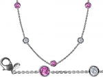 Original Star K(tm) 72 Inch Gems By The Yard Necklace With Cubic Zirconia And Simulated Pink Sapphire in 925 Sterling Silver