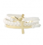 ZAD Suede Infinity & Gold Cross Bracelet (White)