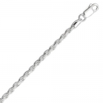 Sterling Silver 30 Inch 3mm Diamond Cut Rope Chain Necklace