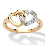 PalmBeach Jewelry Diamond Accent 18k Yellow Gold Over Sterling Silver Interlocking Heart Ring