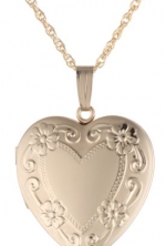 14k Yellow Gold Filled Engraved Heart Locket, 20