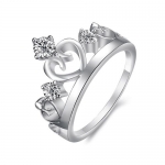Charm Platinum Plated Ladies Crown Ring with Three Rhinestones Birthday/Anniversary/engagement/wedding Bands