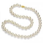 14k Yellow Gold 11.5-12.5mm White Round Cultured Freshwater Pearl Necklace 18 Length. Includes Fashion Gift Box with Ribbon.