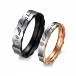 Stainless Steel Love I Will Always Be with You Couples Promise Rings Wedding Bands with Cubic Zirconia