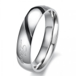 Lover's Heart Shape Titanium Stainless Steel Mens Ladies Promise Ring Real Love Couple Wedding Bands (Men's Ring, 4)
