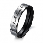 Stainless Steel Love I Will Always Be with You Couples Promise Rings Wedding Bands with Cubic Zirconia (Men's Ring, 6)