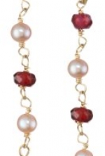 14k Yellow Gold Linked Drop Wine Colored Pearls with Pink Pearls and Garnet Leverback Dangle Earrings
