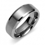 Beveled Edge Center Brushed Finish 8mm Comfort Fit Mens Tungsten Carbide Wedding Band Ring Sizes 8 to 13 (10.5)