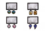 Bundle Monster 4pc Multicolor Handcrafted Murano Glass Lampwork Flower Pendant Chandelier Earrings Set - 1
