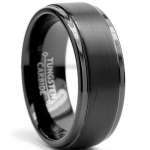 8MM Black High Polish / Matte Finish Men's Tungsten Ring Wedding Band Size 9