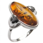 Baltic Honey Amber and Sterling Silver Oval Ring Sizes 5,6,7,8,9,10,11,12
