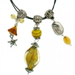 Murano Glass Necklace Stylish Amber Color Twist Charm Beads Pendant By Bucasi