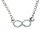 Adjustable Silver Plated Infinity Necklace, Pave Bead Infiniti Necklace