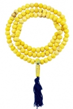 Tibetan 9mm Yellow Yak Bone 108 Prayer Beads Necklace, 108 Beads Mala