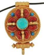 24k Gold Plated Handmade Locket Filigreed Coral Prayer Box Necklace