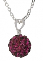 Purple Pave Bead Disco Ball Swarovski Crystal Pendant with 16 Sterling Silver Chain, Lowest Price for a Limited of Time, #31