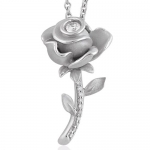 Sterling Silver Rose Flower Diamond Pendant Necklace (GH, I1-I2, 0.20 carat)