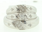 Men's Ladies Sterling Silver .15ct Round White Diamond Wedding Engagement Trio Bridal Ring Set (Ladies size 7, Men's size 10; see Product Description)