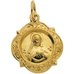 14K Yellow Gold Immaculate Heart Of Mary Medal