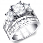 2 Carat Radiant Cut Cubic Zirconia CZ Sterling Silver Women's Wedding Engagement Ring Set Sz 4