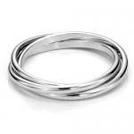 Sterling Silver Triple Interlocked Rolling High Polish Plain Dome Tarnish Resistant Wedding Band Ring, Nickel Free Sz 6