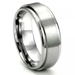 Men's Titanium 8MM Flat High Polish/Brush Finish Wedding Band Ring Sz 9.5