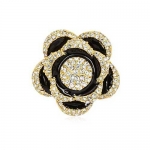 CZ Cocktail Ring-Black Flower Pave Set CZ Top Fashion Ring In Gold Filled By GemGem Jewelry (Yellow Gold Filled Brass Based Metal, 6)