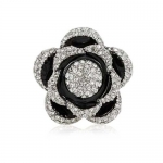 CZ Cocktail Ring-Black Flower Pave Set CZ Top Fashion Ring In Gold Filled By GemGem Jewelry (White Gold Filled Brass Based Metal, 6)