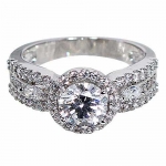 Sterling Silver Round Cut CZ Wedding Bridal Engagement Ring By GemGem Jewelry-Size 7