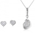 Myia Passiello Hearts Earrings and Pendant Necklace (18) Jewelry Set Made with SWAROVSKI ZIRCONIA
